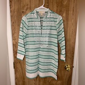 MK striped swim coverup  Top